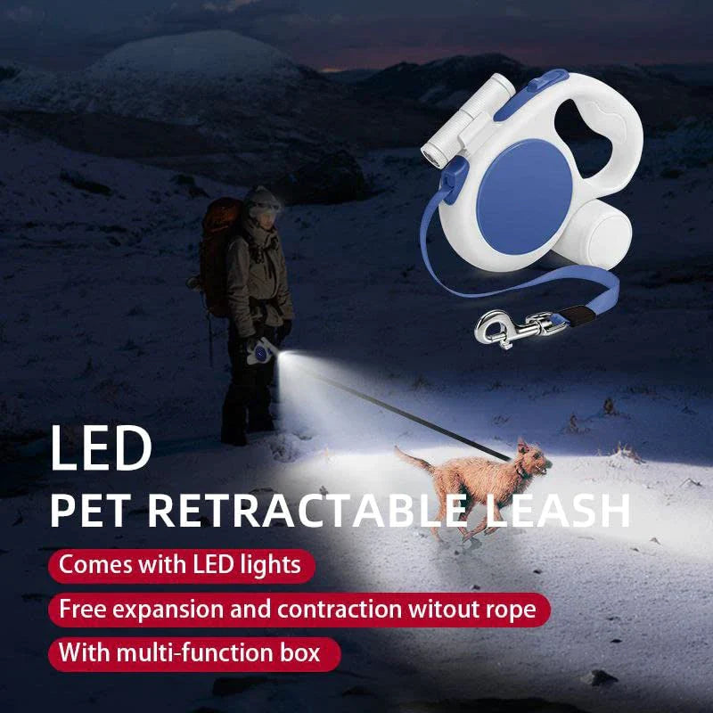 3-in-1 Retractable Dog Leash With LED Flashlight