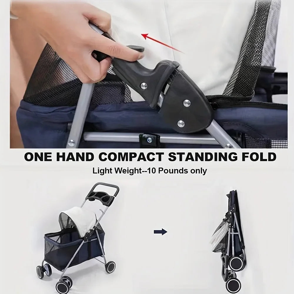 Outdoor Pet Stroller With Cup Holder