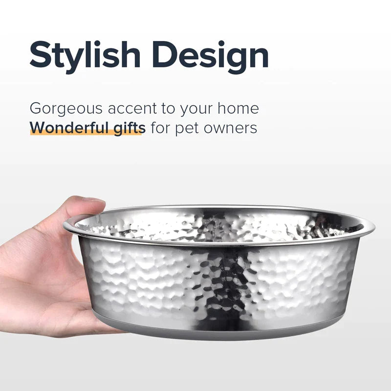 Luxury Hammered Stainless Steel Dog Bowls