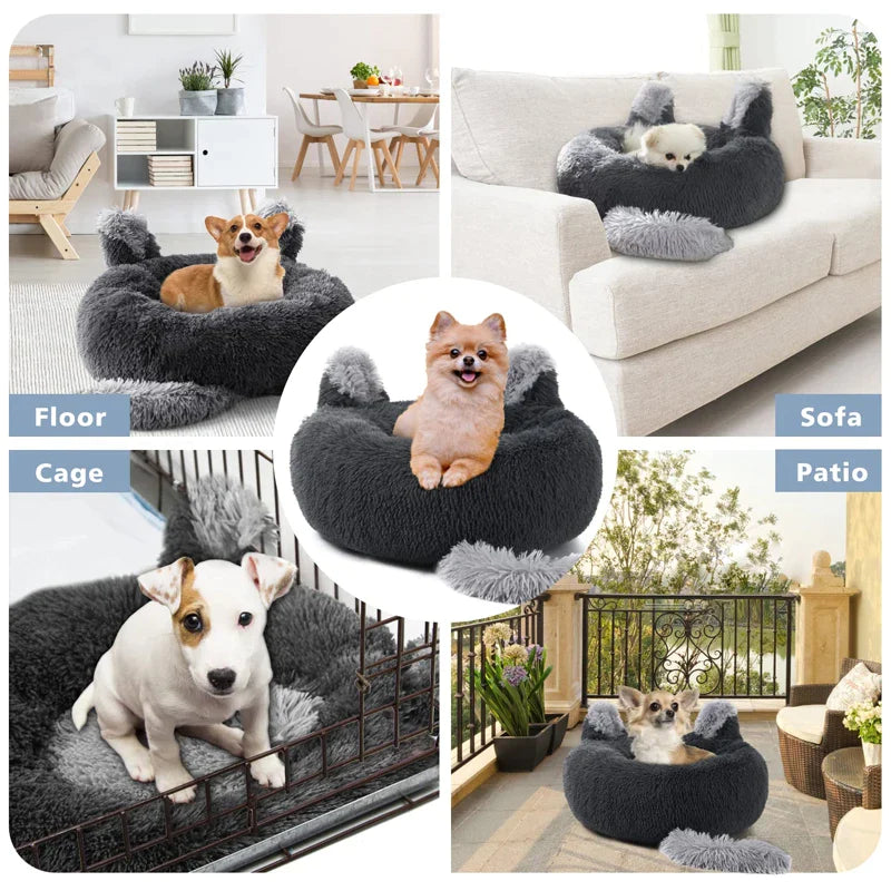 Anti Anxiety Fluffy Plush Dog Bed