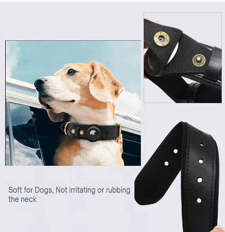 Luxury Leather AirTag Pet Collar