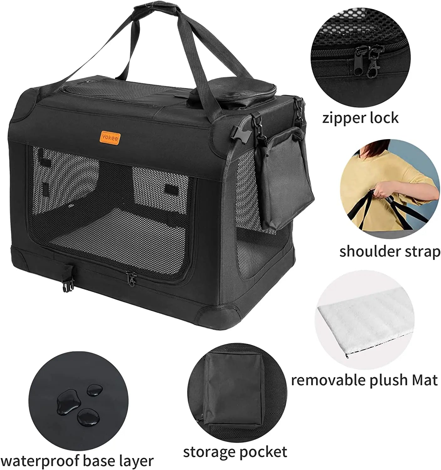 Collapsible Safety Zippers Pet Carrier Bag