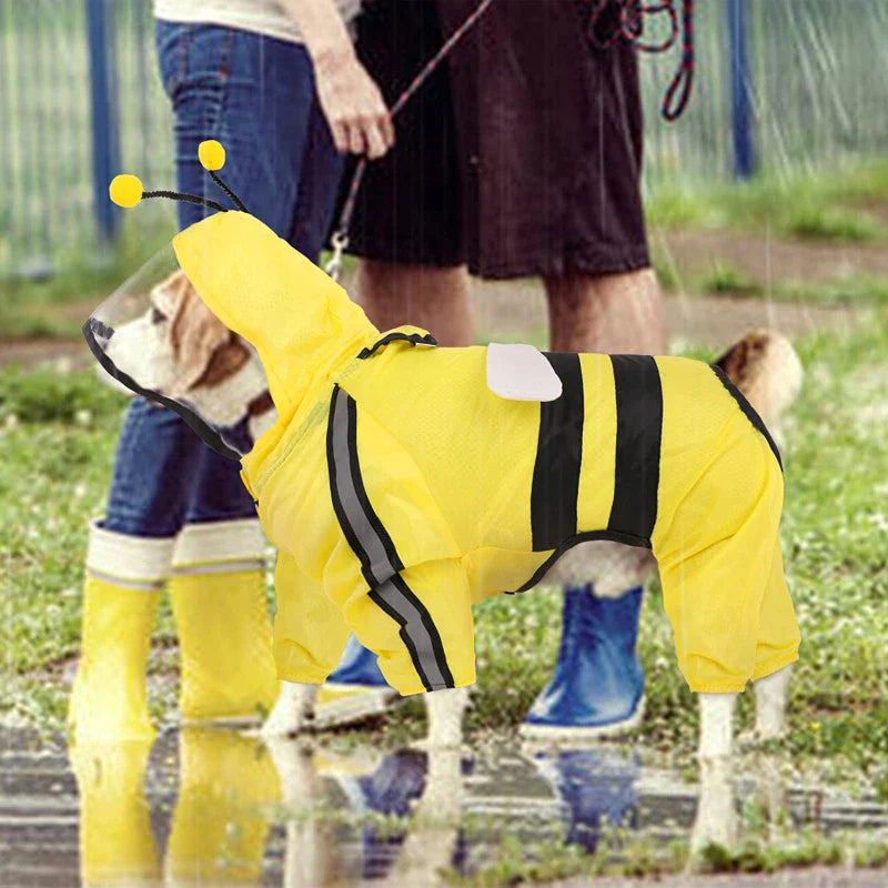 Reflective Hooded Cute Dog Raincoat