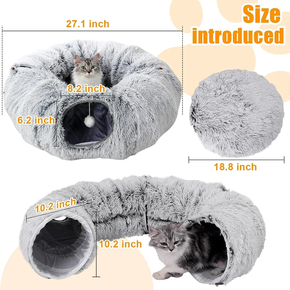 3 Ways Foldable Plush Cat Tunnel
