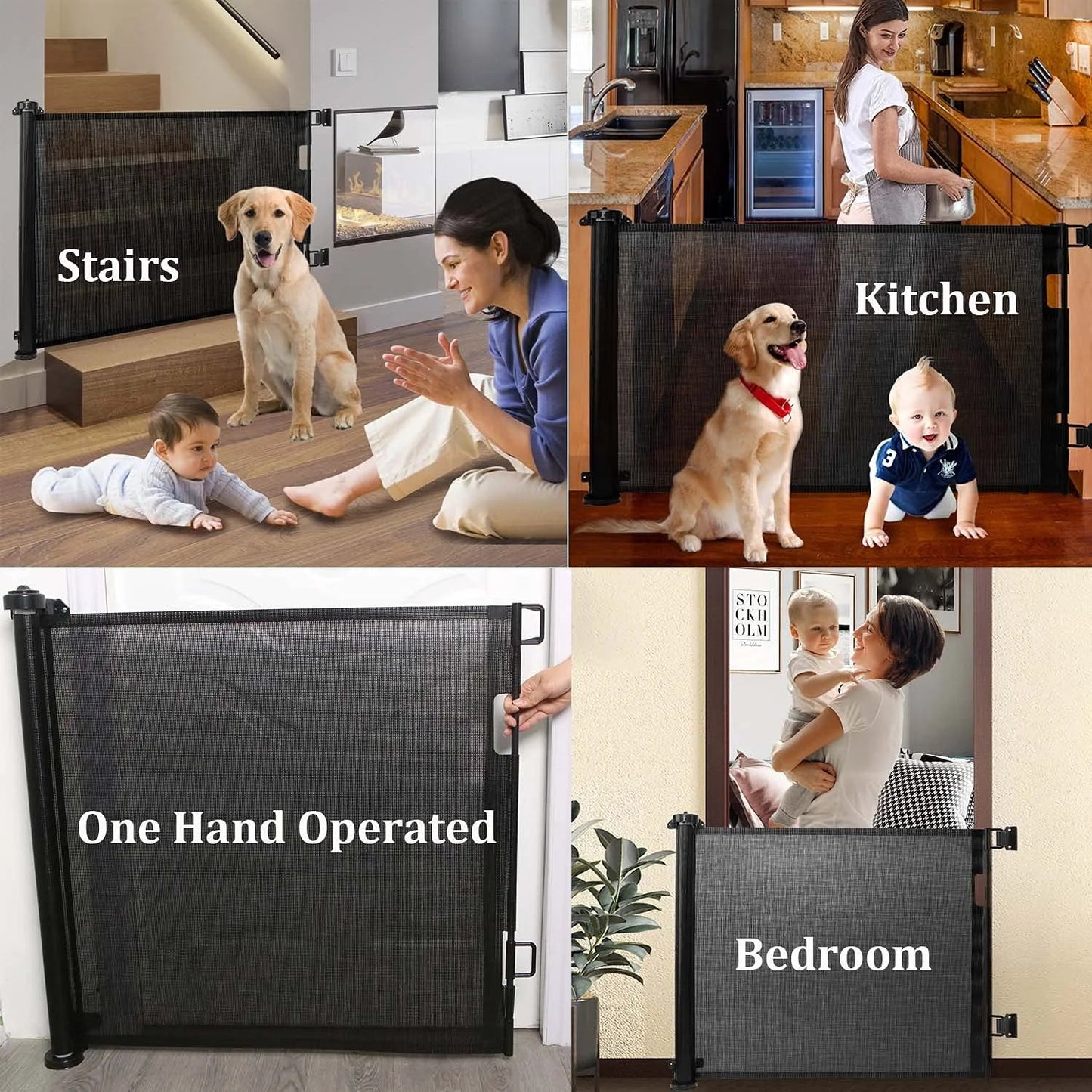Safety Mesh Retractable Dog Gate