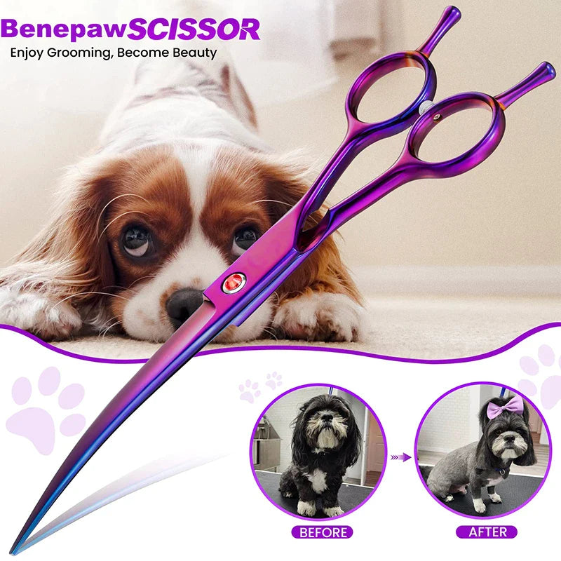 Purple Stainless Steel Ergonomic Dog Scissor