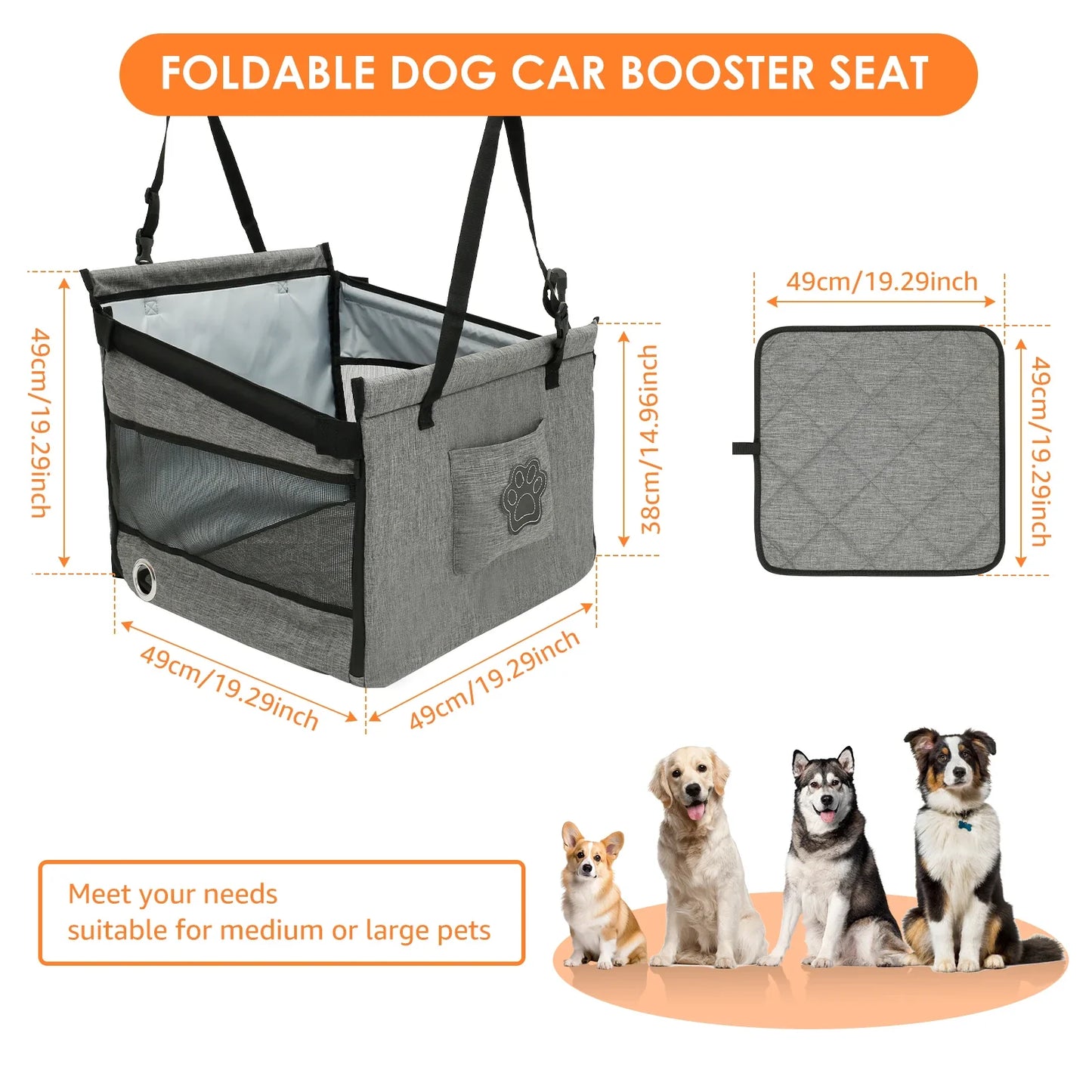 Mesh Window Oxford Dog Car Seat Booster