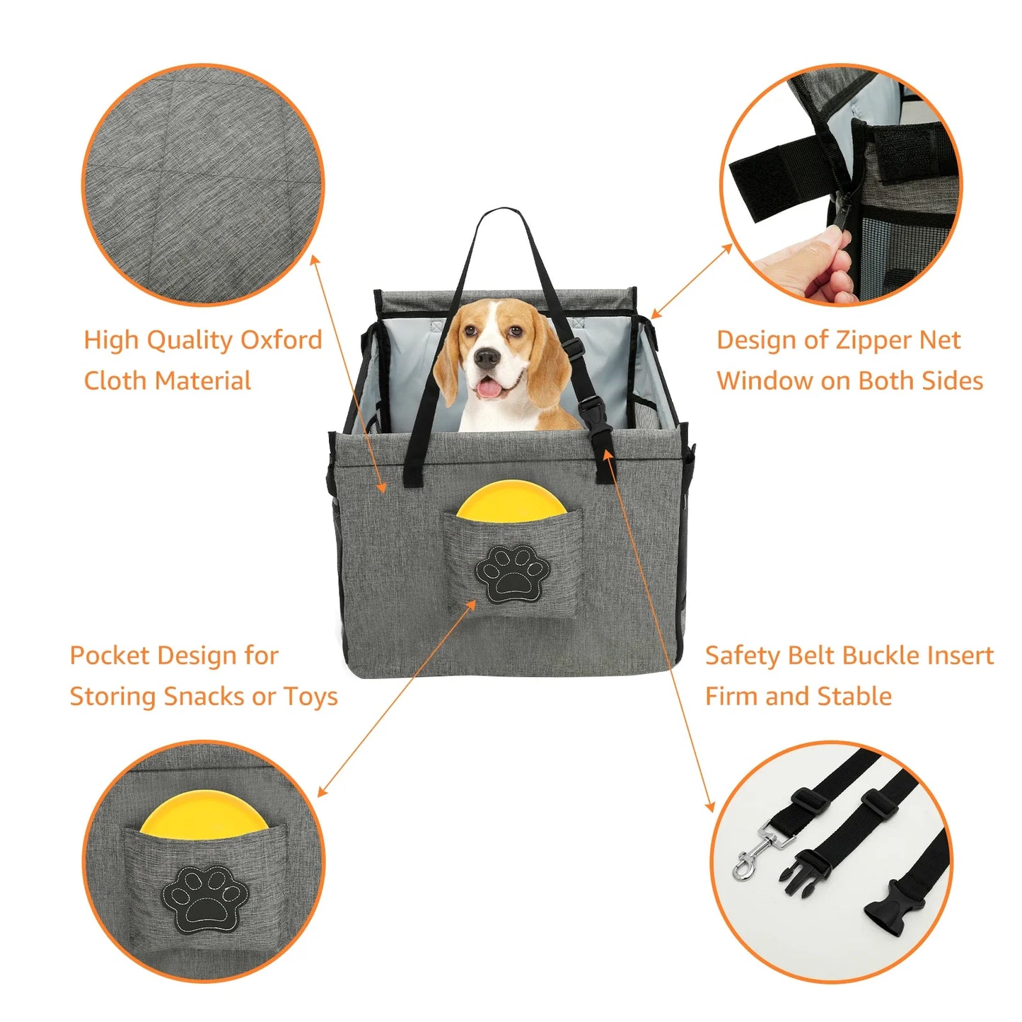 Mesh Window Oxford Dog Car Seat Booster