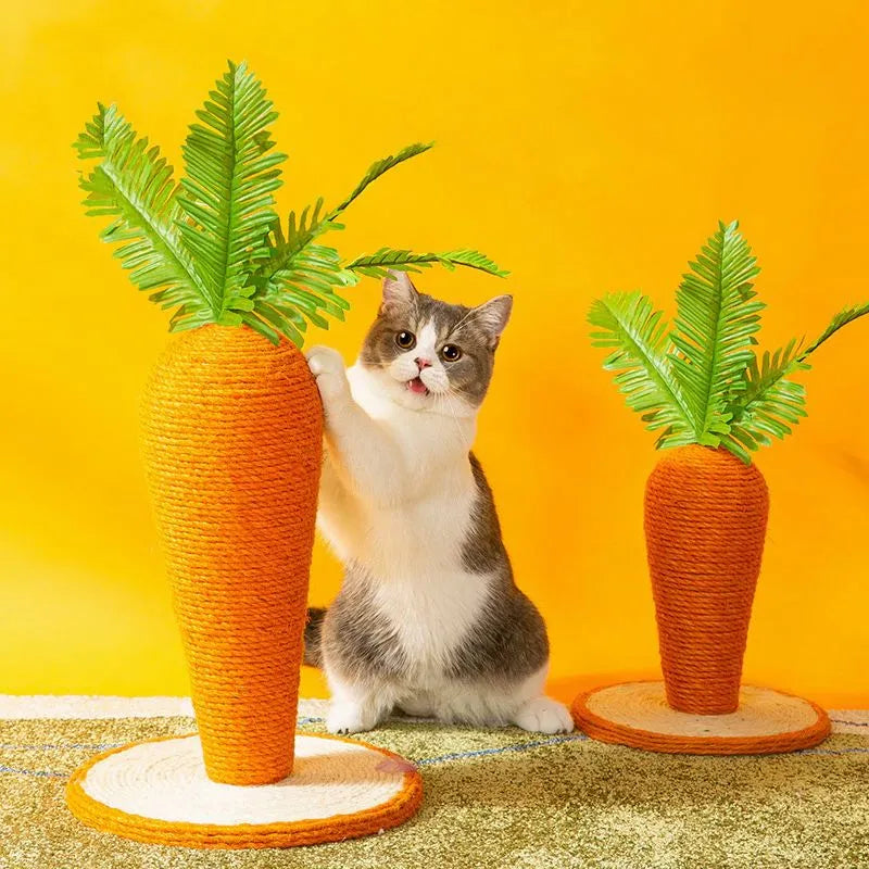 Cute Carrot Cat Climbing Post