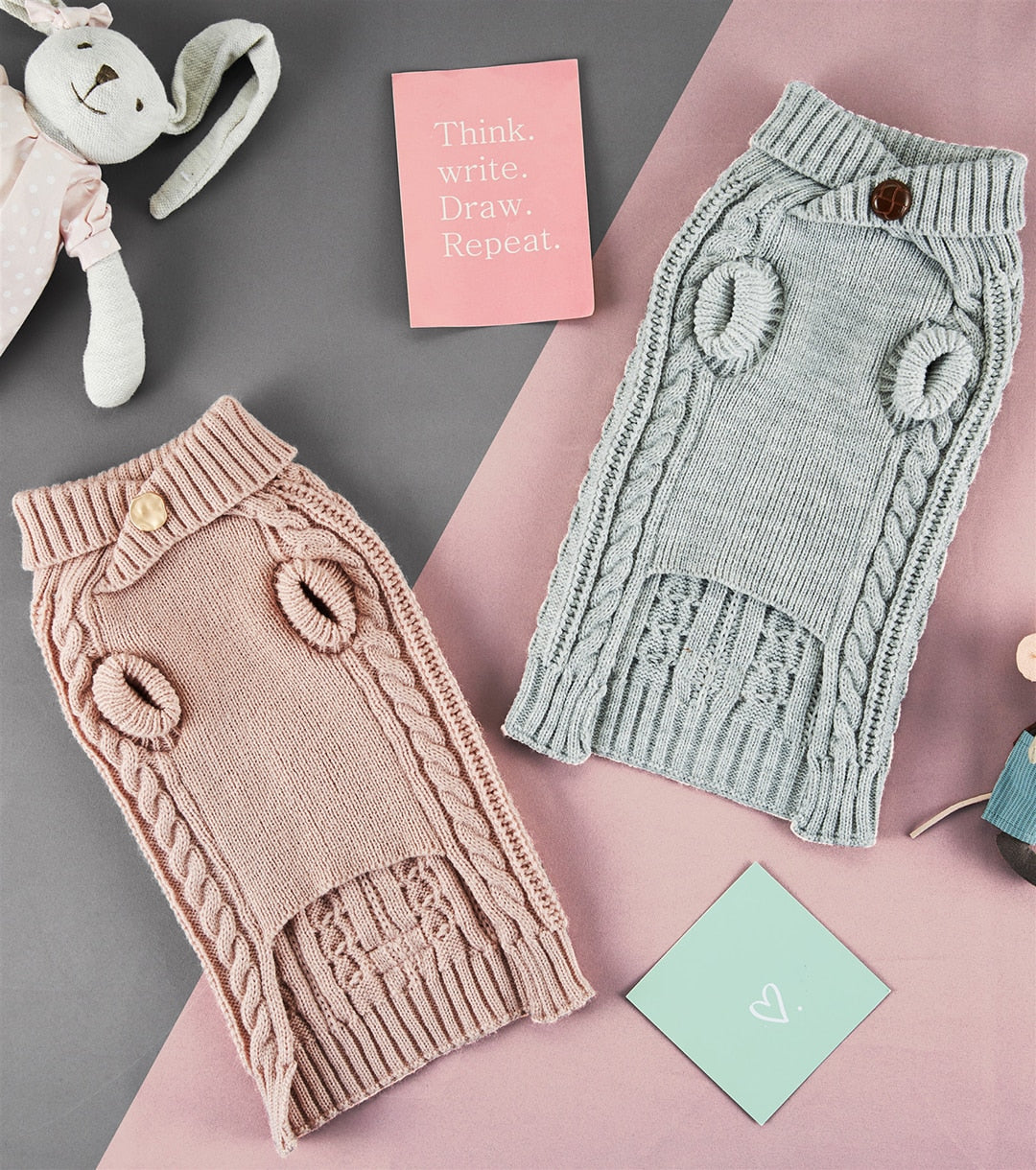 Knitted Cable Winter Dog Sweater