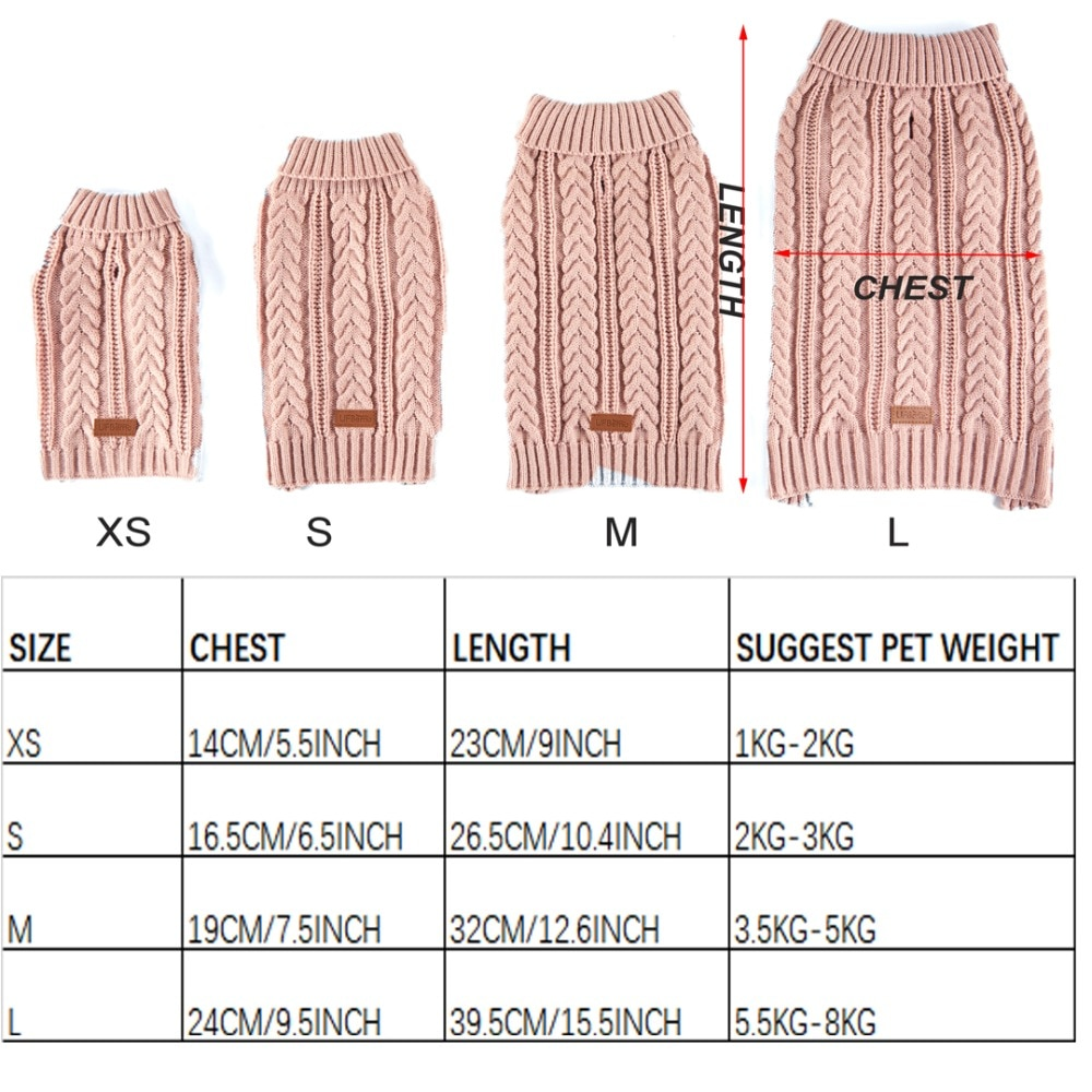 Knitted Cable Winter Dog Sweater