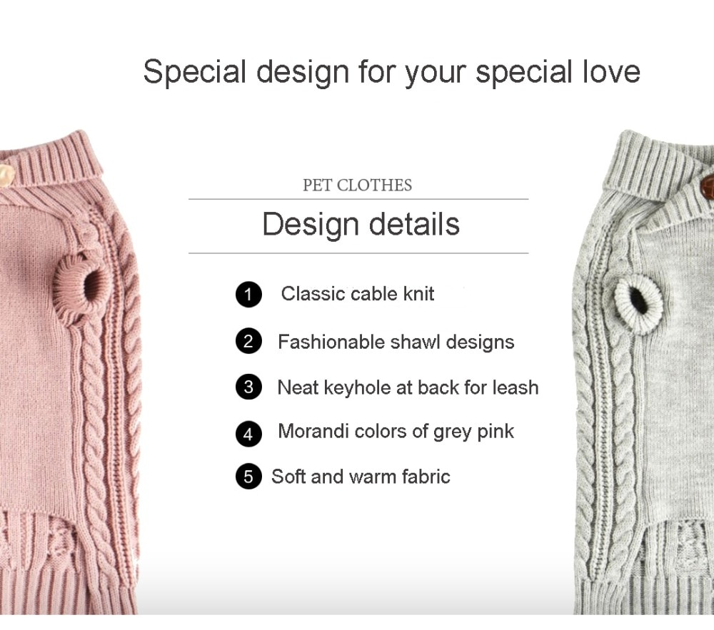 Knitted Cable Winter Dog Sweater