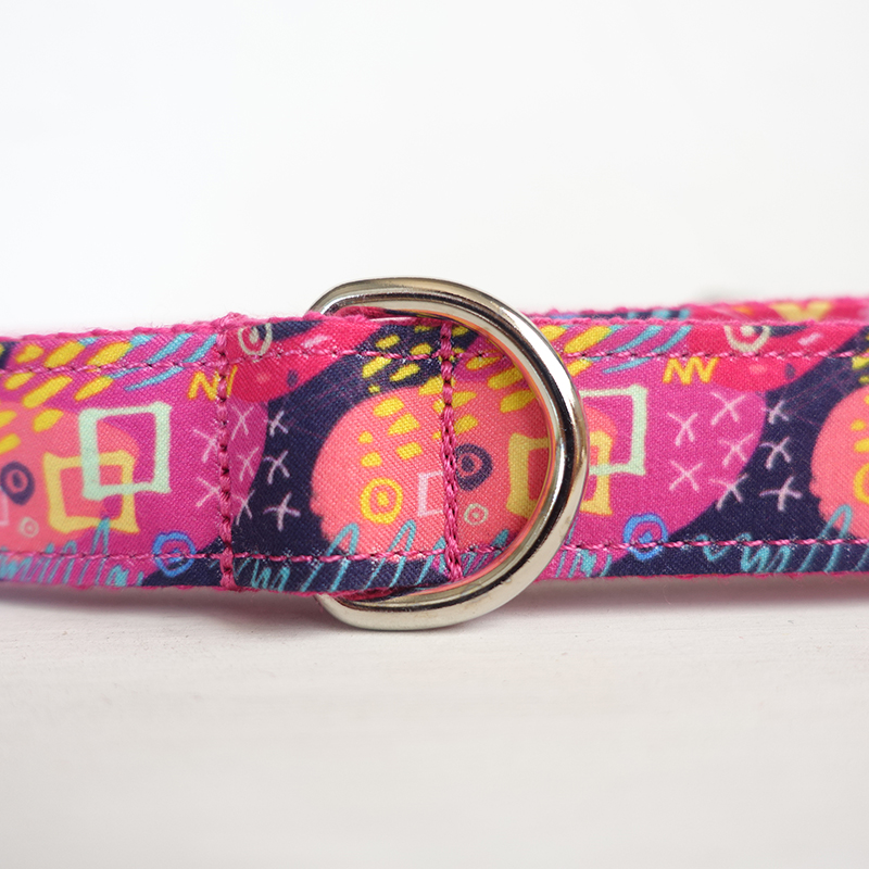 PINK SCRAWL Engraved Dog Collar