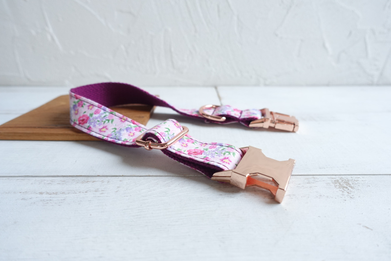 PURPLE FLOWER Engraved Pet Collar