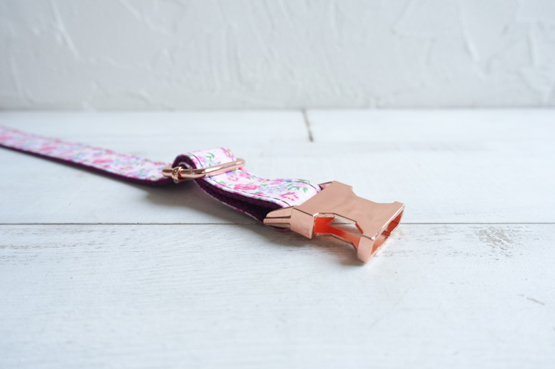 PURPLE FLOWER Engraved Pet Collar