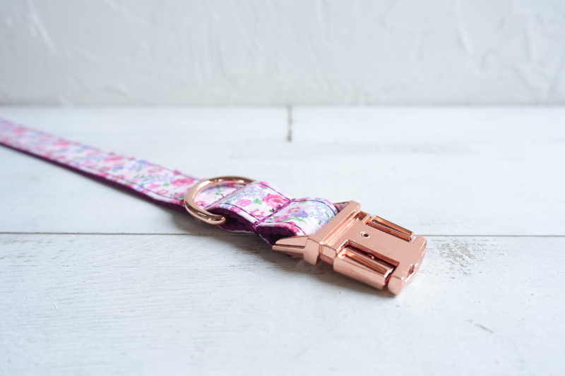 PURPLE FLOWER Engraved Pet Collar