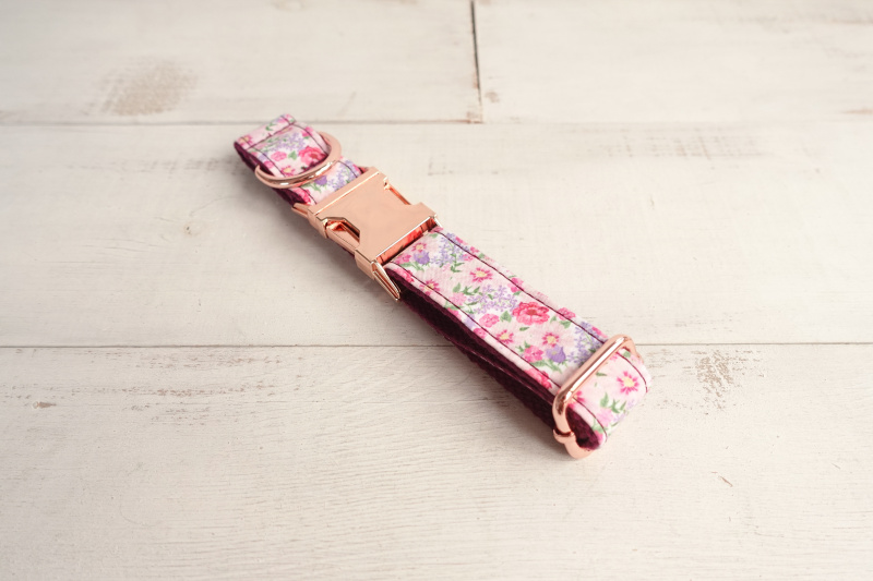 PURPLE FLOWER Engraved Pet Collar