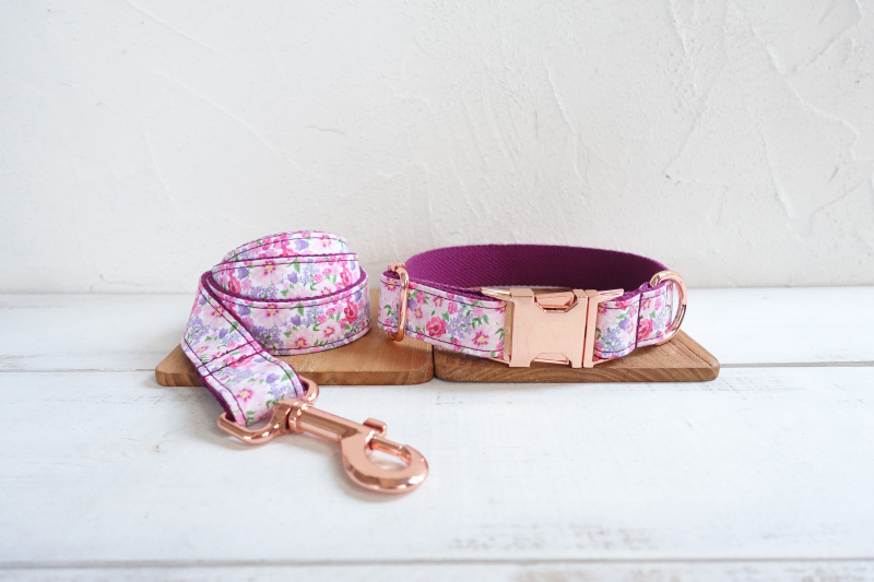 PURPLE FLOWER Engraved Pet Collar