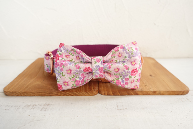 PURPLE FLOWER Engraved Pet Collar