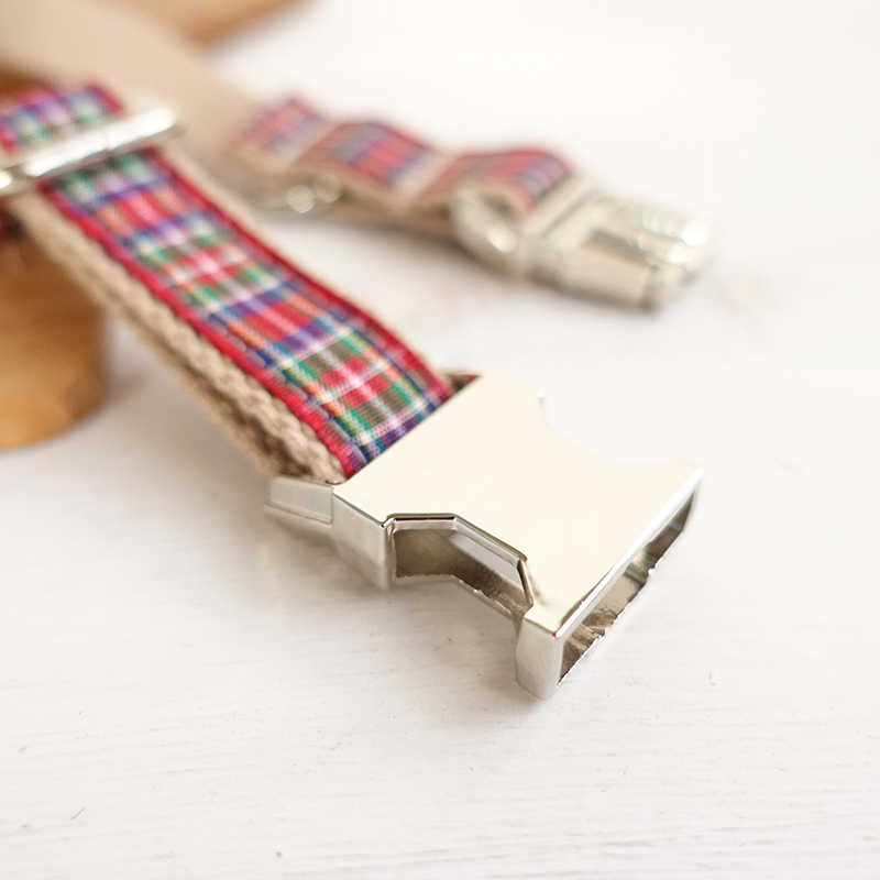 RED SCOTTISH Plaid Dog Collar