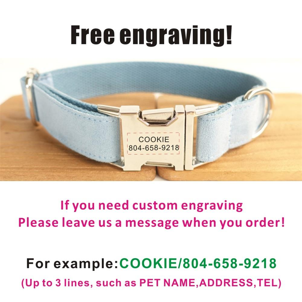 SKY BLUE Suede Fabric Dog Collar