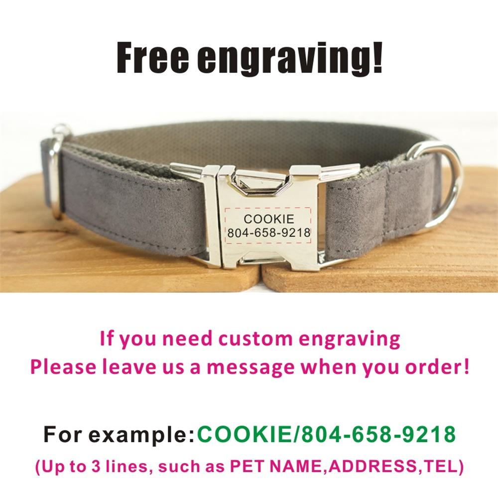SOFT GREY Suede Fabric Dog Collar