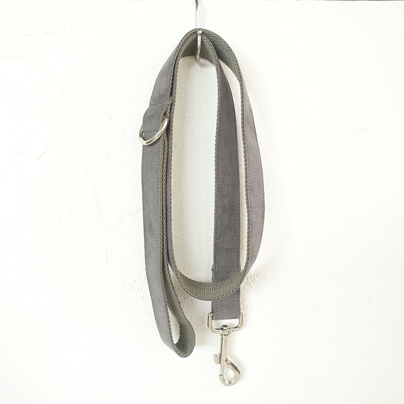 SOFT GREY Suede Fabric Dog Collar