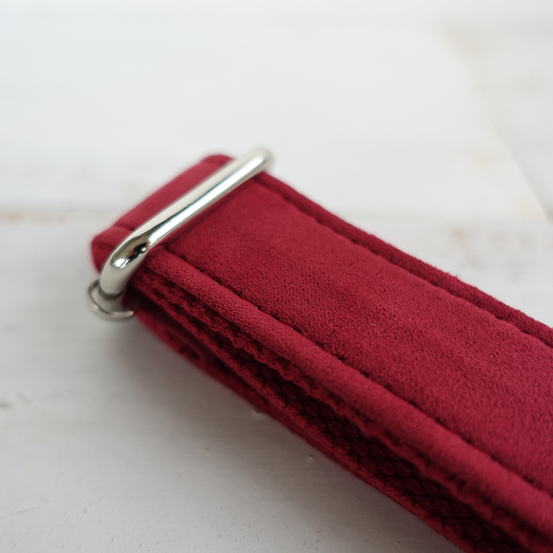 SOFT RED Suede Fabric Dog Collar
