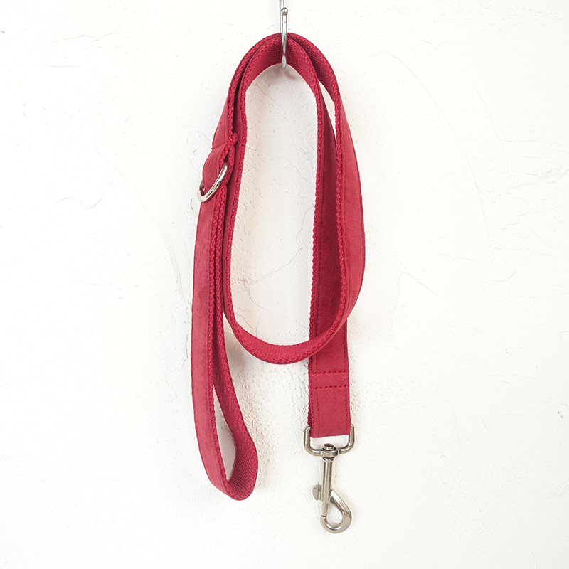 SOFT RED Suede Fabric Dog Collar