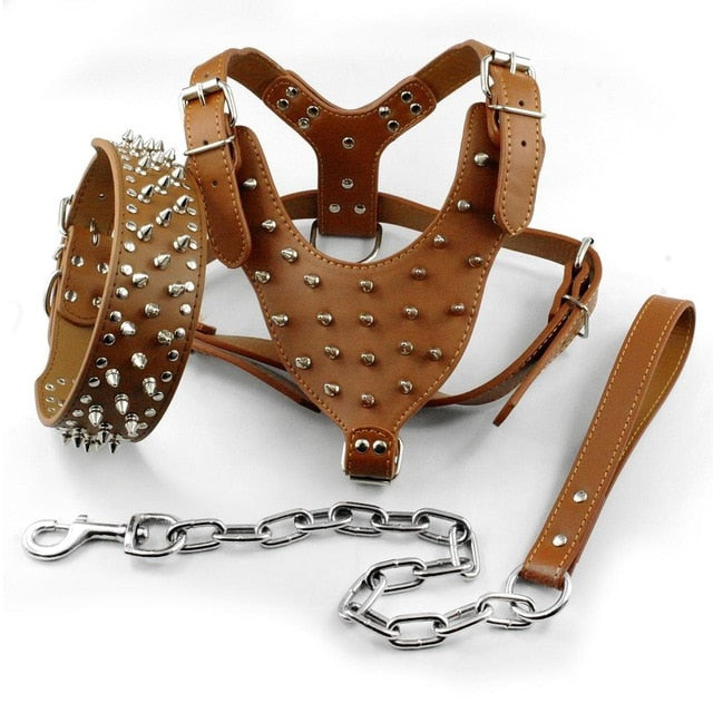 Leather Spiked Studded Dog Harness