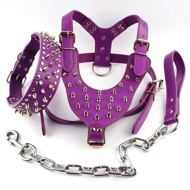 Leather Spiked Studded Dog Harness