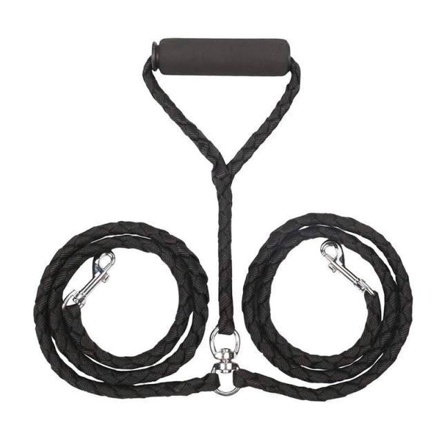 2 Way Braided Nylon Dual Dog Leash - Bark ‘n’ Paws
