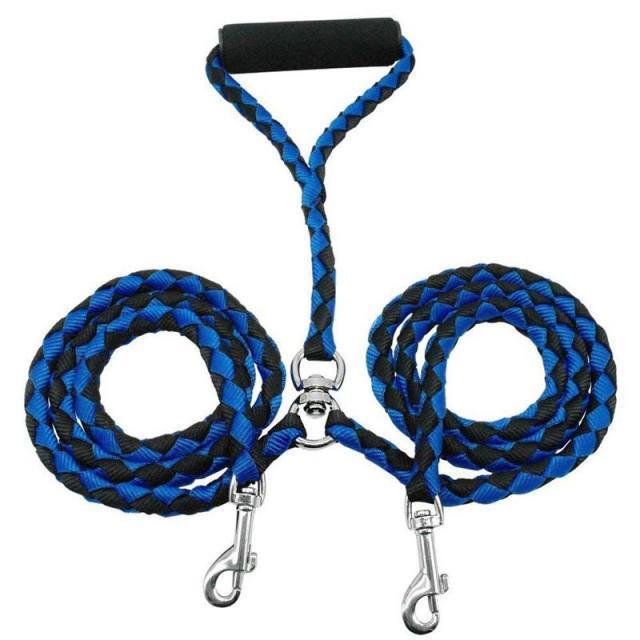 2 Way Braided Nylon Dual Dog Leash - Bark ‘n’ Paws