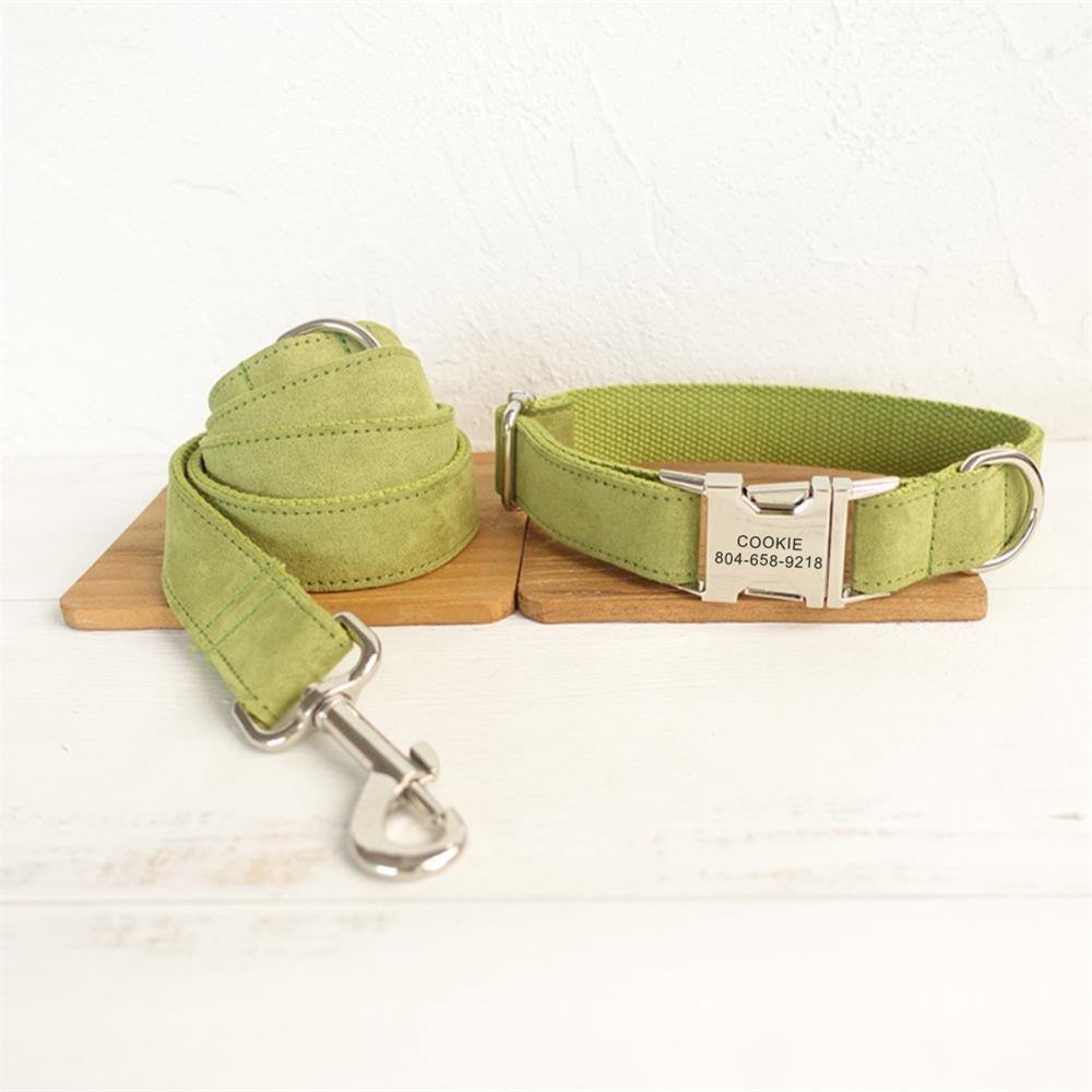 SOFT GREEN Suede Pet Collar - Bark ¡®n¡¯ Paws