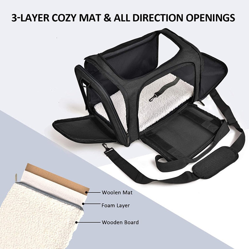 Collapsible Padded Shoulder Strap Dog Carrier Bag