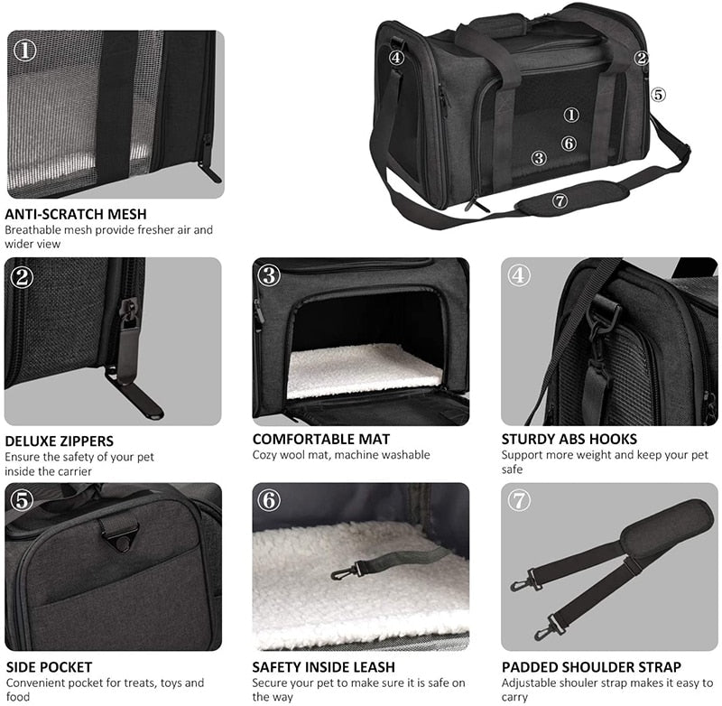 Collapsible Padded Shoulder Strap Dog Carrier Bag