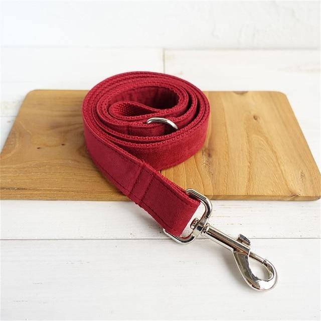 SOFT RED Suede Fabric Dog Collar - Bark ¡®n¡¯ Paws