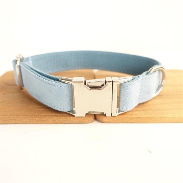 SKY BLUE Suede Fabric Dog Collar - Bark ¡®n¡¯ Paws