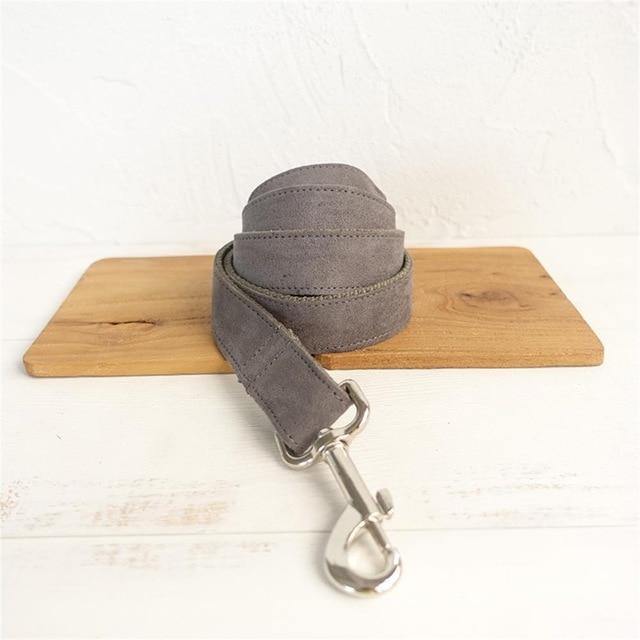 SOFT GREY Suede Fabric Dog Collar - Bark ¡®n¡¯ Paws