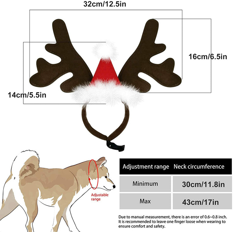 Christmas Reindeer Antlers Dog Hat