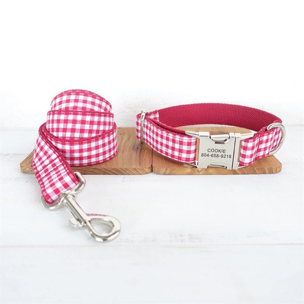 WHITE RED Plaid Pet Collar - Bark ¡®n¡¯ Paws
