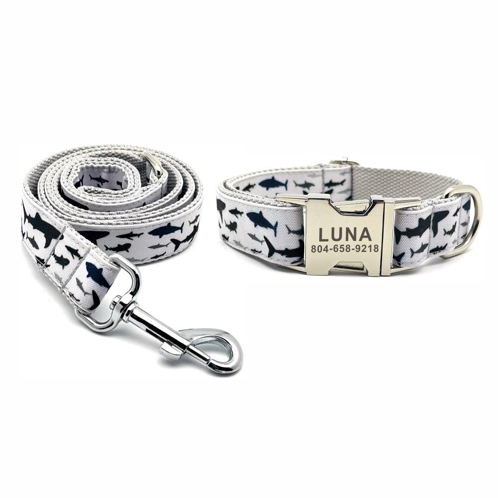 THE SHARK Grey Basic Dog Collar - Bark ¡®n¡¯ Paws