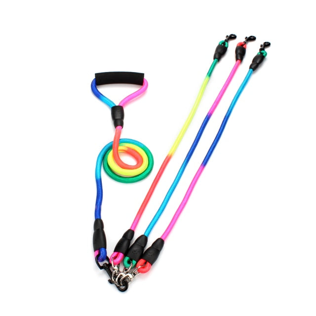 Rainbow Nylon Multi Dogs Leash