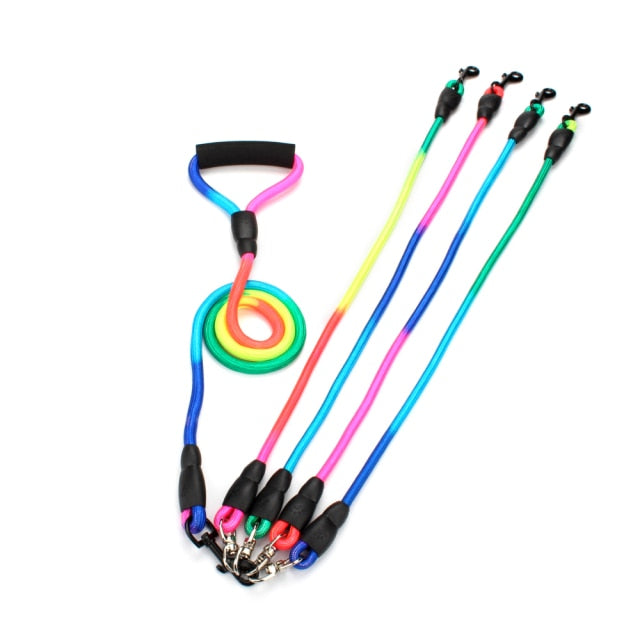 Rainbow Nylon Multi Dogs Leash