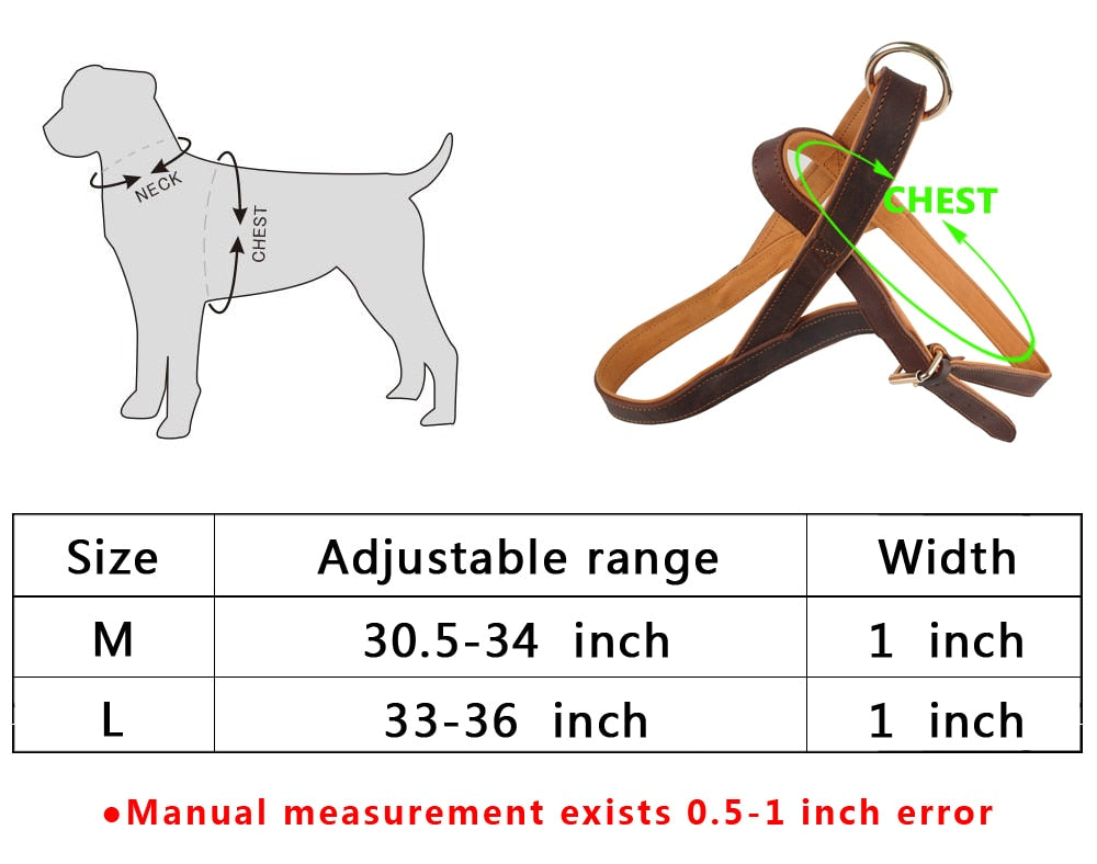 Genuine Leather No Pull Dog Harness