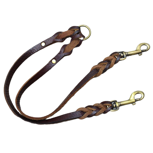 Real Leather Dog Double Coupler Leashes