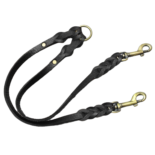 Real Leather Dog Double Coupler Leashes