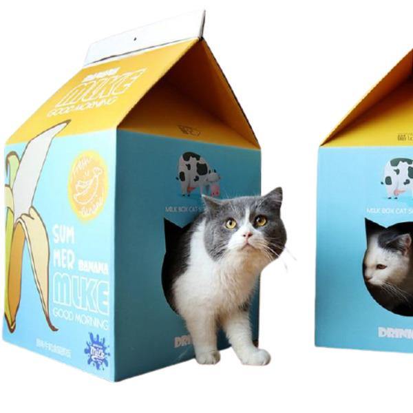 Corrugated Papper Milk Box Cat House - Bark ‘n’ Paws