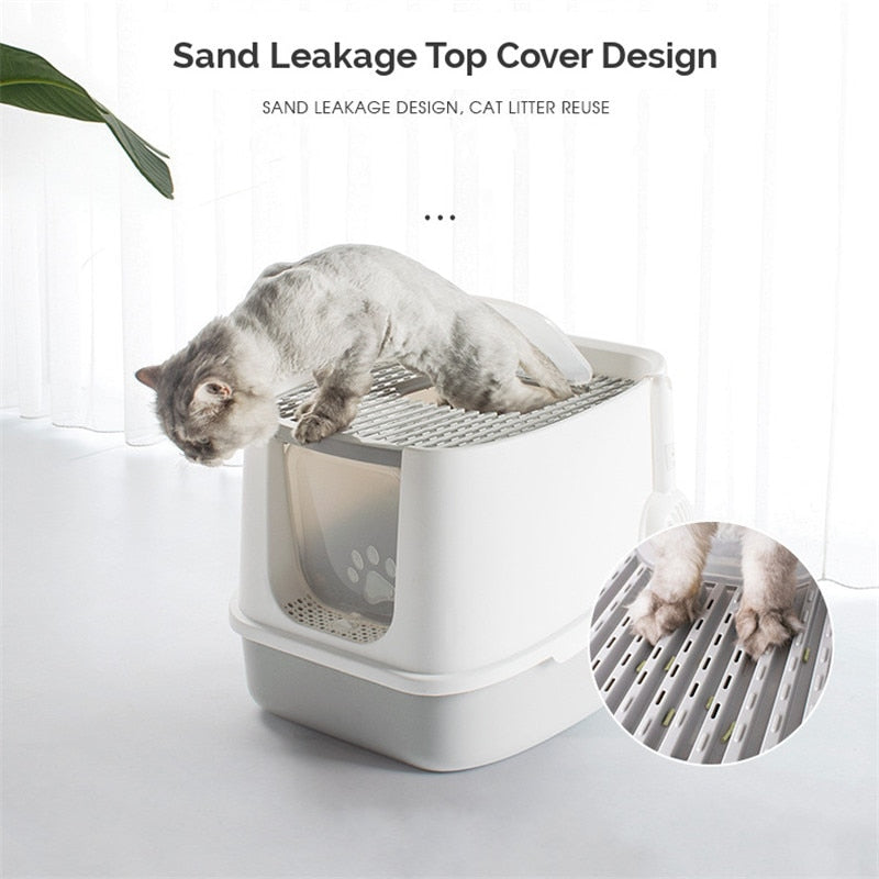 Fully Enclosed Anti Splash Pet Cat Litter Box