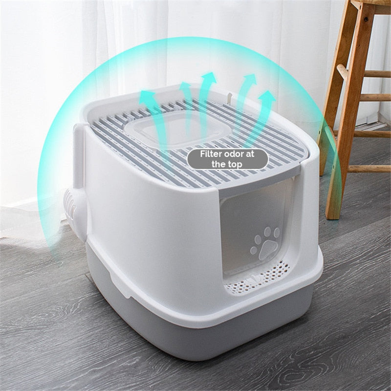 Fully Enclosed Anti Splash Pet Cat Litter Box
